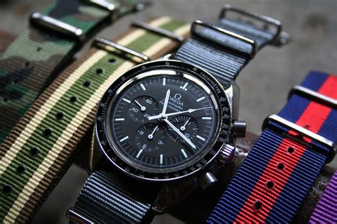 omega speedmaster leather watch band|omega speedmaster reduced nato strap.